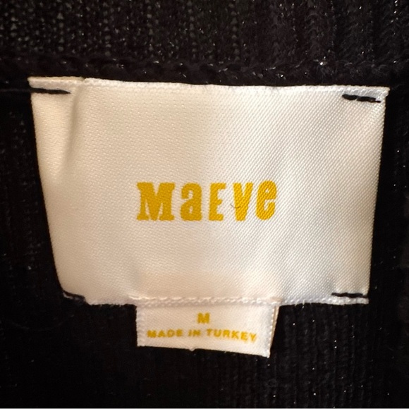 Anthropologie Maeve Samson Knitted Turtleneck Midi Dress Black Sparkle Size M - Picture 11 of 12